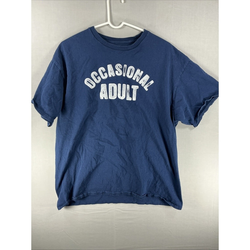 Occasional Adult T-shirt Xl Navy Blue 100% Cotton Short Sleeve Crew Neck DOM